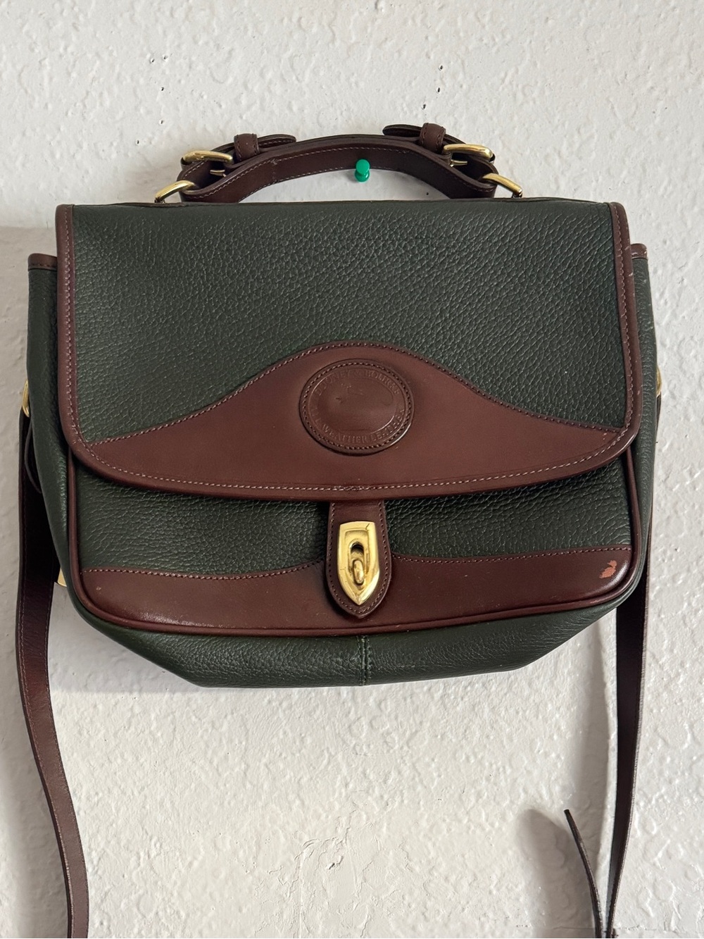 Vintage Dooney & Bourke All-Weather Leather Carrier Crossbody Bag